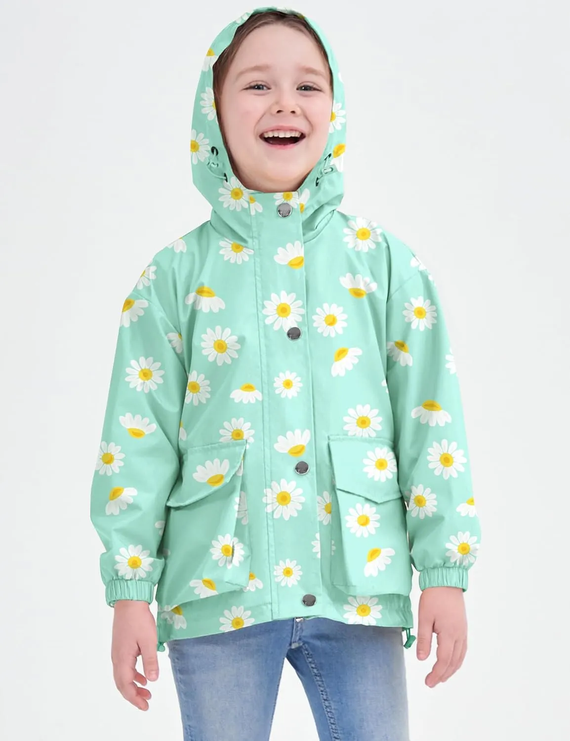 Avoogue Toddler Rain Jacket Windbreaker Lined Raincoat Waterproof Hooded Lightweight Rain Coats With Pockets 4-12Y