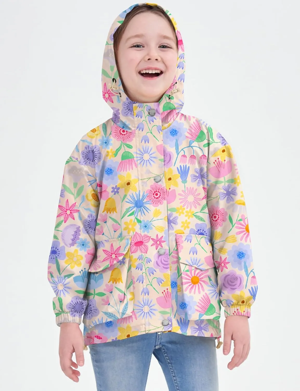 Avoogue Toddler Rain Jacket Windbreaker Lined Raincoat Waterproof Hooded Lightweight Rain Coats With Pockets 4-12Y