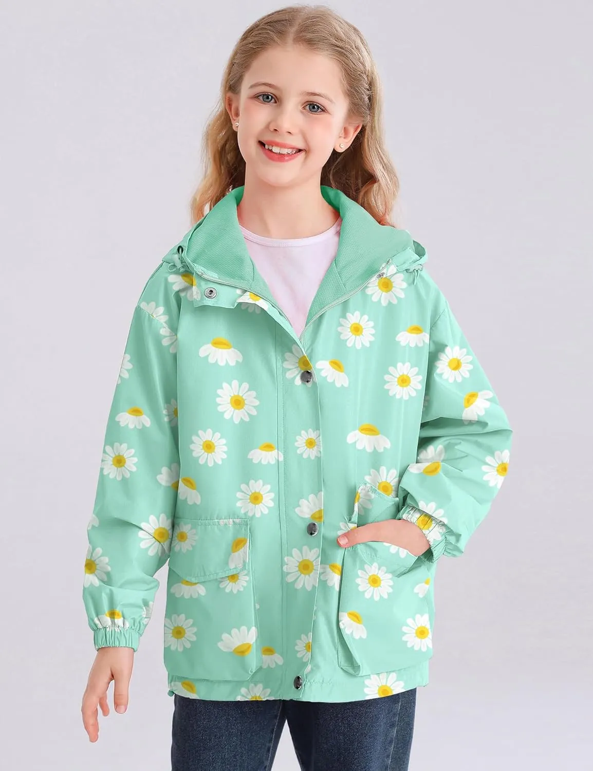 Avoogue Toddler Rain Jacket Windbreaker Lined Raincoat Waterproof Hooded Lightweight Rain Coats With Pockets 4-12Y