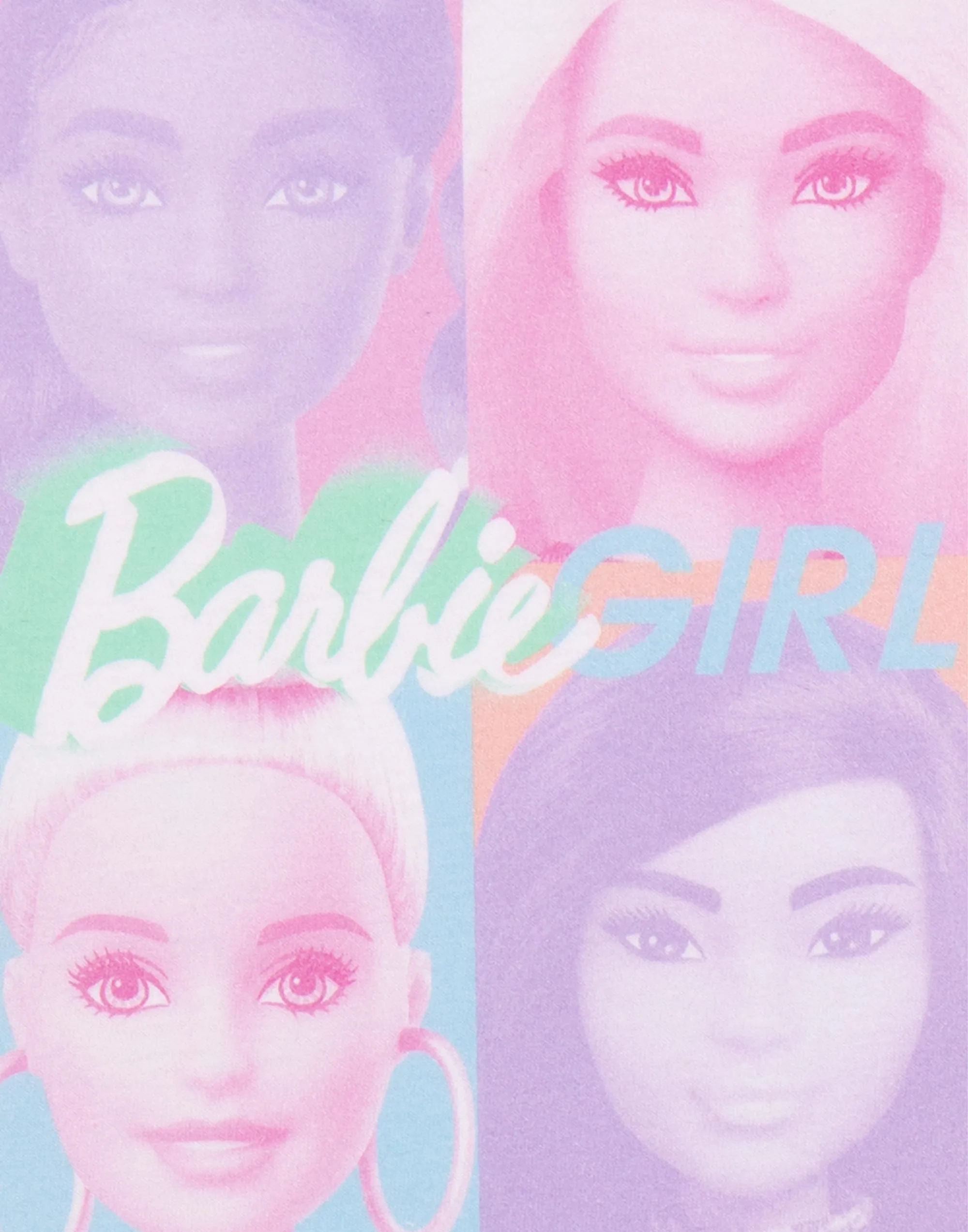 Barbie Colour Block Portrait Little Girls White Short Sleeved T-Shirt