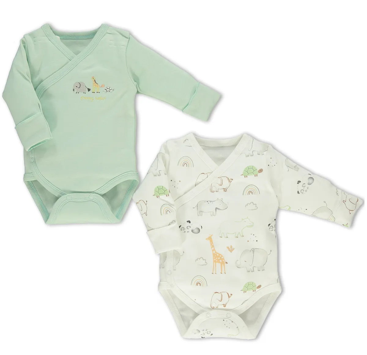 Bebetto Wrap Bodysuits Funny Safari 2-Pack (0-3mths)