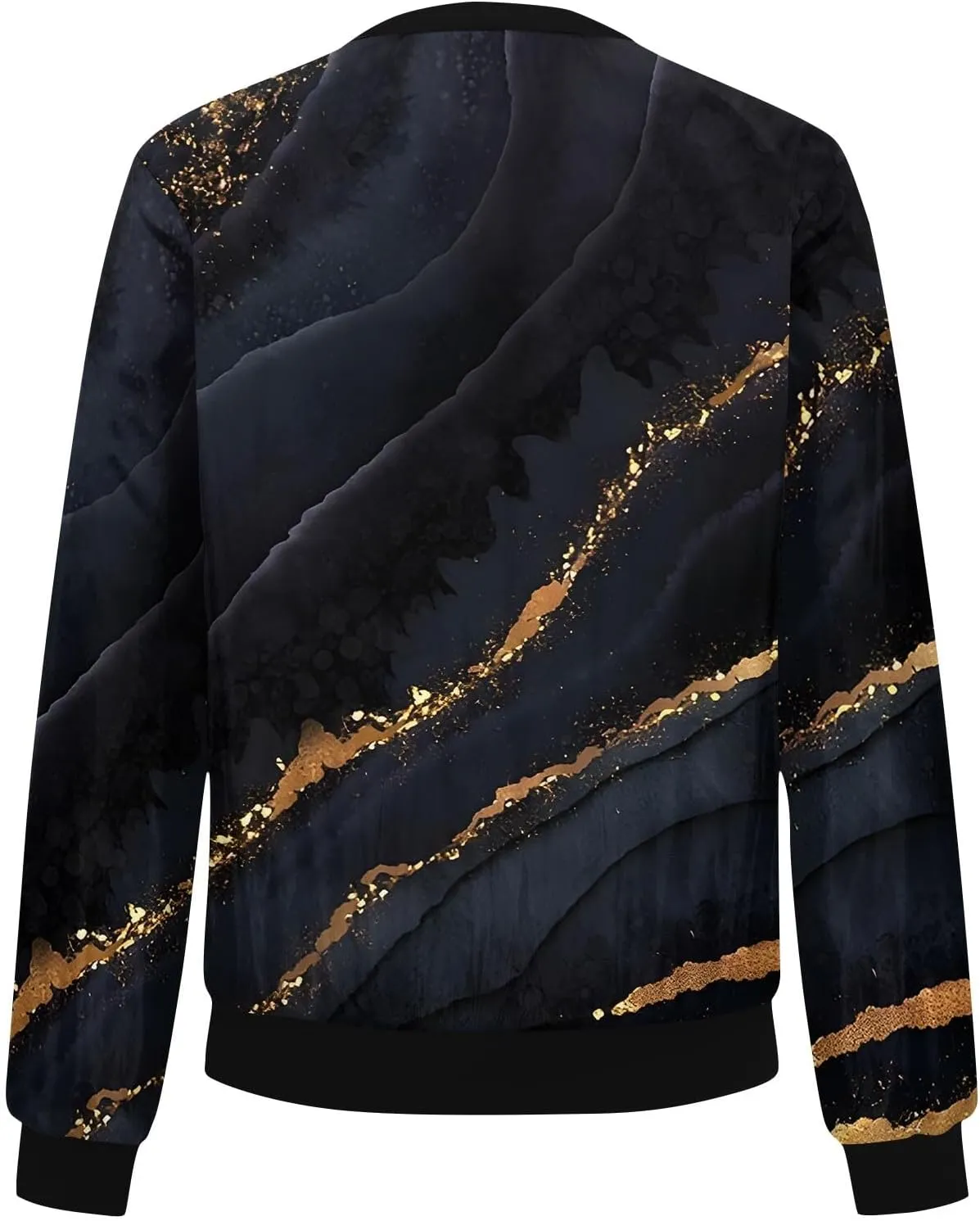 Bomber Jacket Women 2024 Causal Print Zip Up Coats Long Sleeve Stand Collar Fall Lightweight Outerwear With Pockets