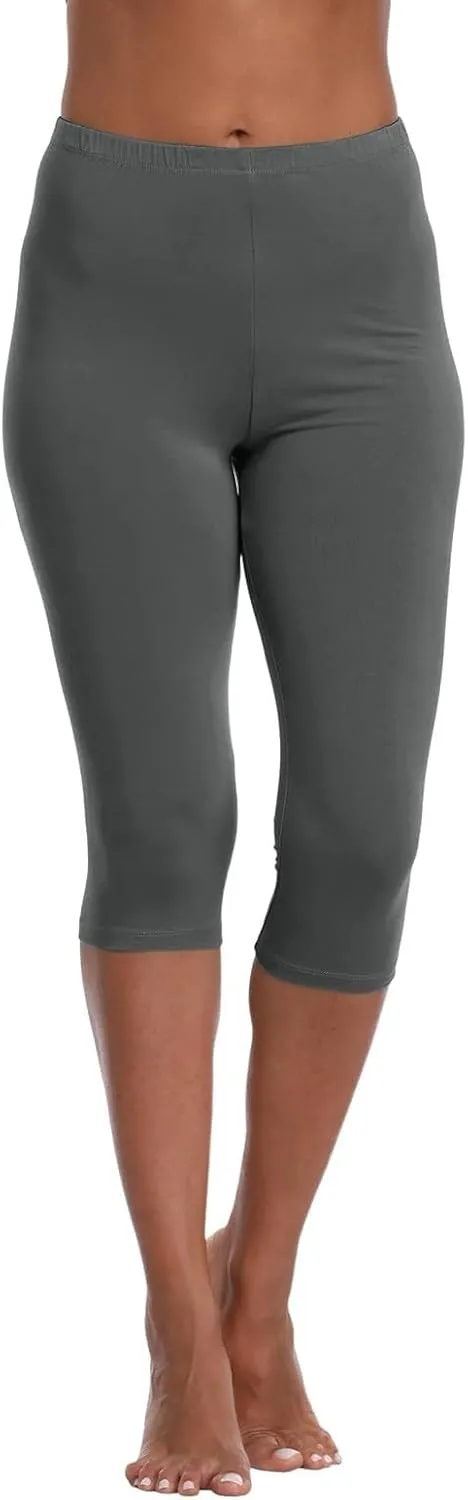 Capri Leggings for Women 2025 Summer Stretch Plus Size High Waisted Pants Casual Workout Yoga Pants with Pockets