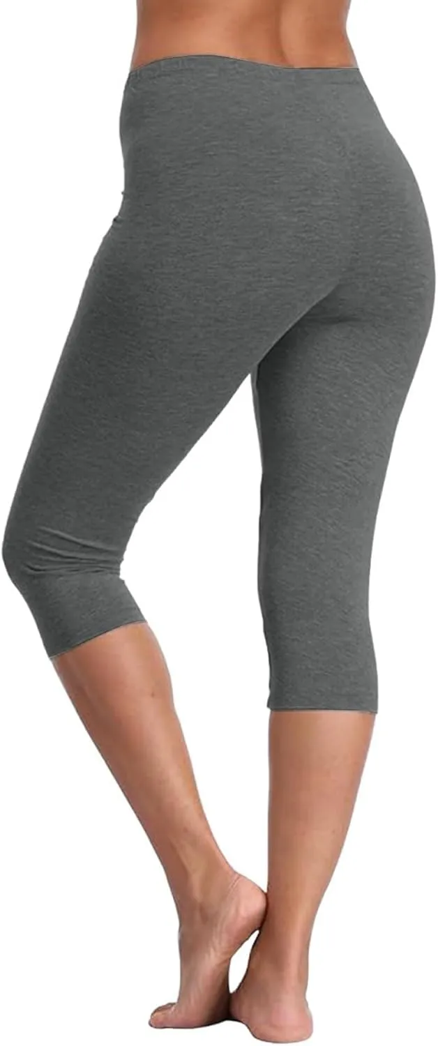 Capri Leggings for Women 2025 Summer Stretch Plus Size High Waisted Pants Casual Workout Yoga Pants with Pockets