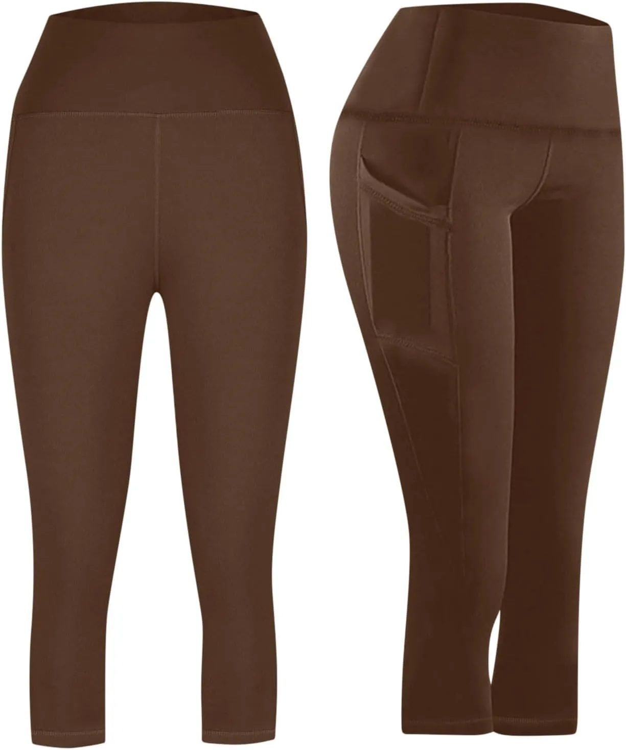 Capri Leggings for Women Summer Stretch High Waisted Soft Cropped Trousers Casual Workout Yoga Pants with Pockets