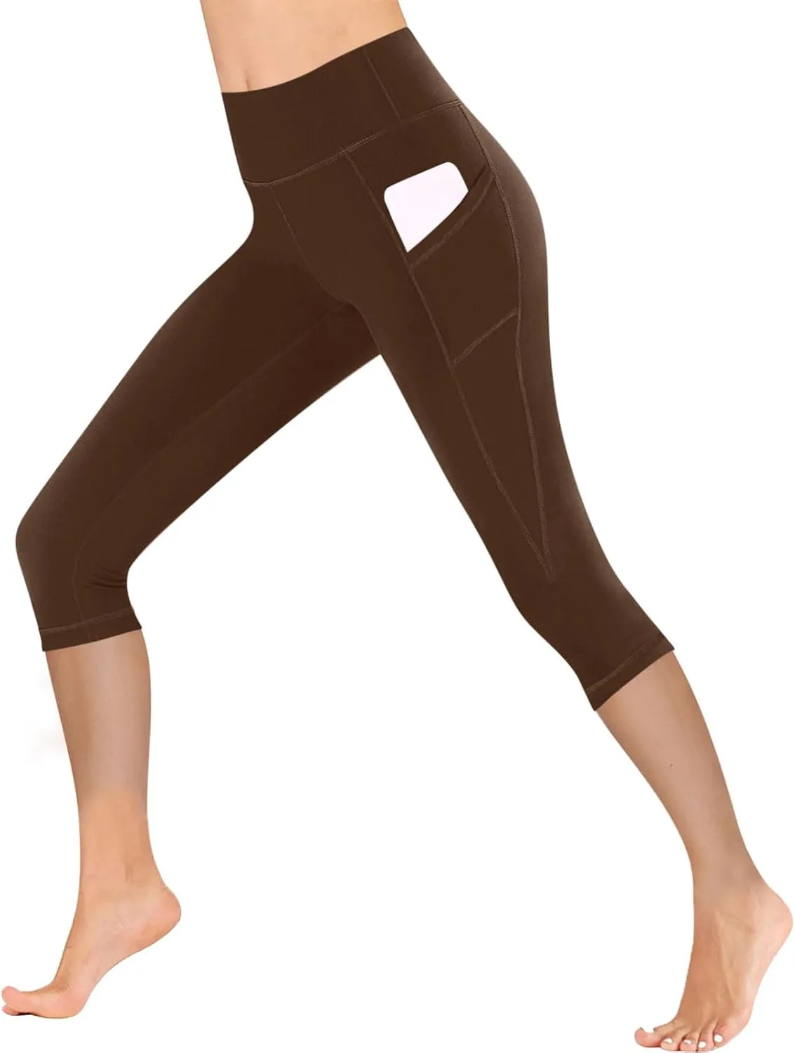 Capri Leggings for Women Summer Stretch High Waisted Soft Cropped Trousers Casual Workout Yoga Pants with Pockets