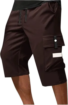 Cargo Shorts for Men Tie Knot Multi-Pockets Straight Leg Casual Shorts Outdoor Hiking Workout Jogging Pants for Summer