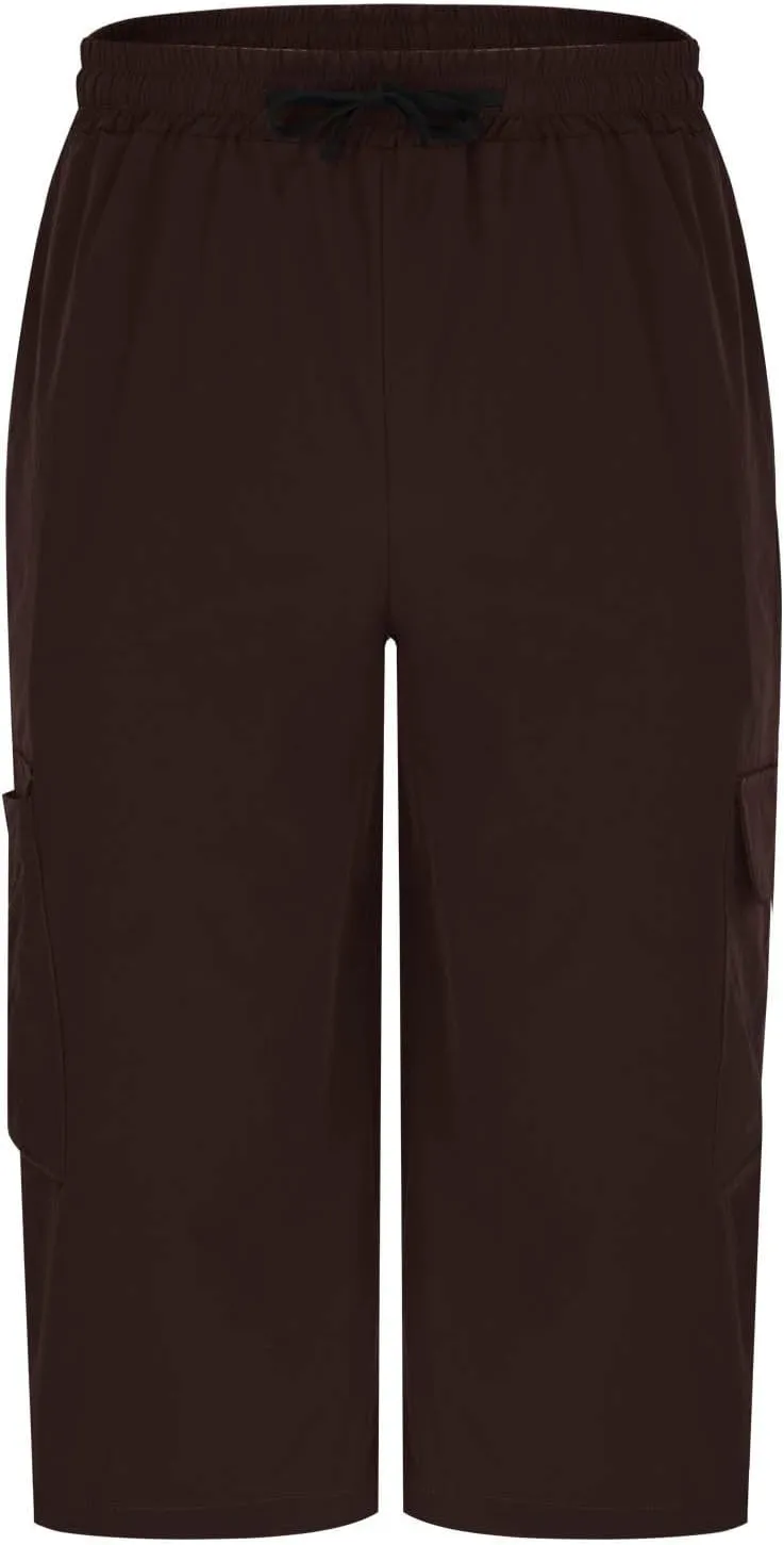 Cargo Shorts for Men Tie Knot Multi-Pockets Straight Leg Casual Shorts Outdoor Hiking Workout Jogging Pants for Summer