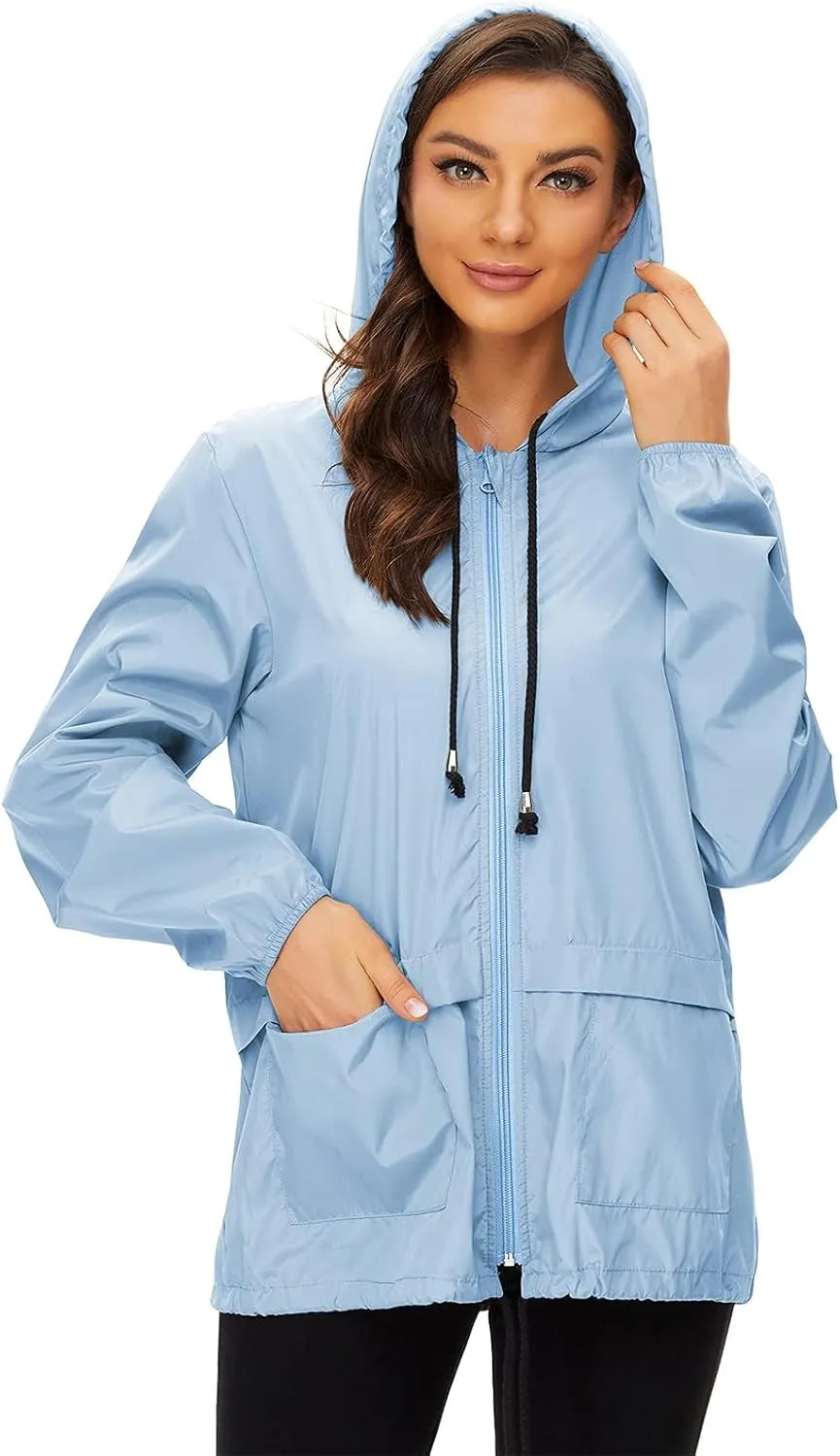 Century Star Packable Rain Jackets for Women Waterproof Lightweight Raincoat with Hood Windbreaker Jacket Women Rain Coats
