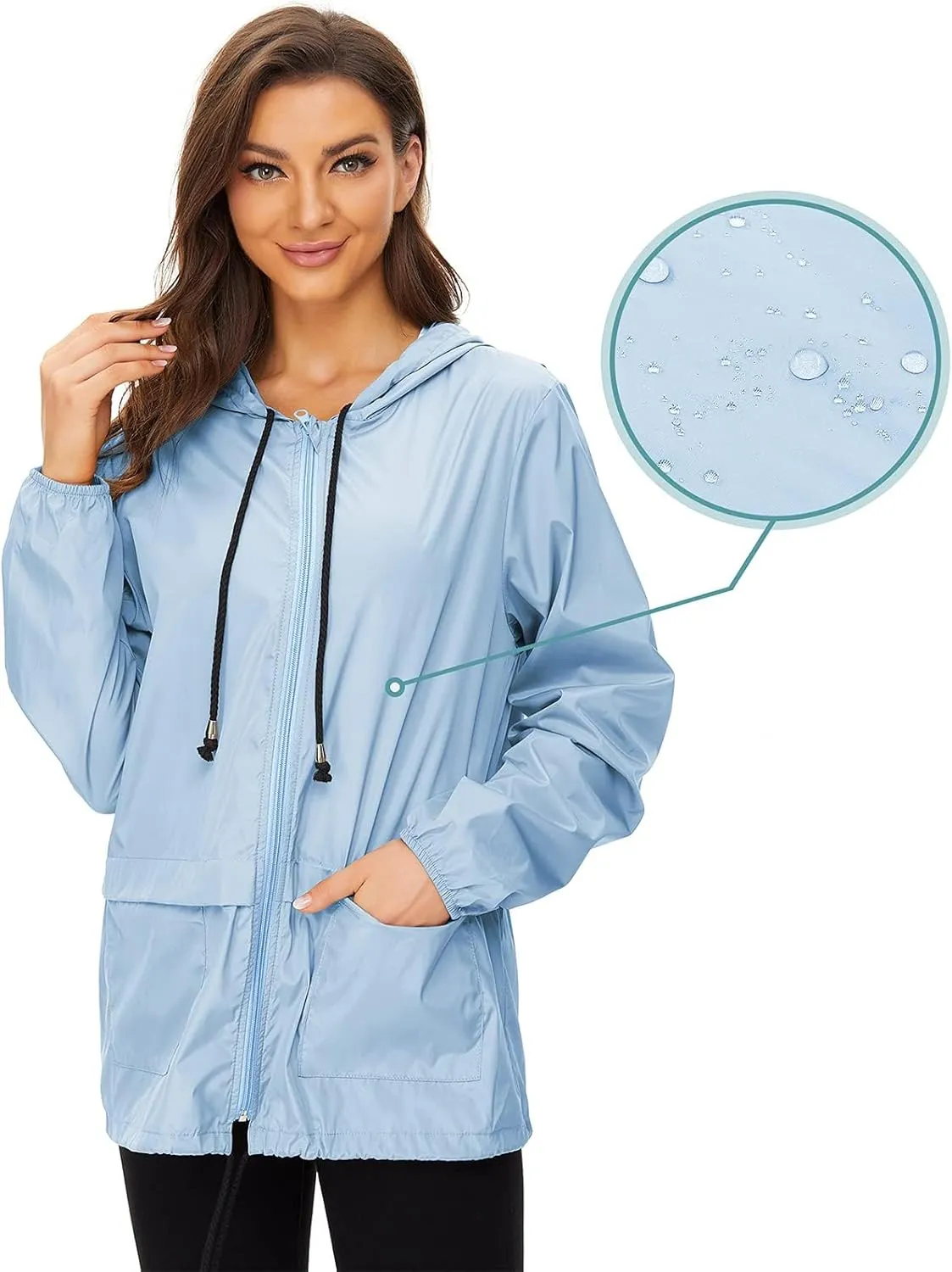 Century Star Packable Rain Jackets for Women Waterproof Lightweight Raincoat with Hood Windbreaker Jacket Women Rain Coats