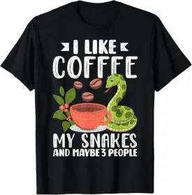 Coffee And Snakes Funny Reptiles Lover Pet Reptile Graphic T-Shirt