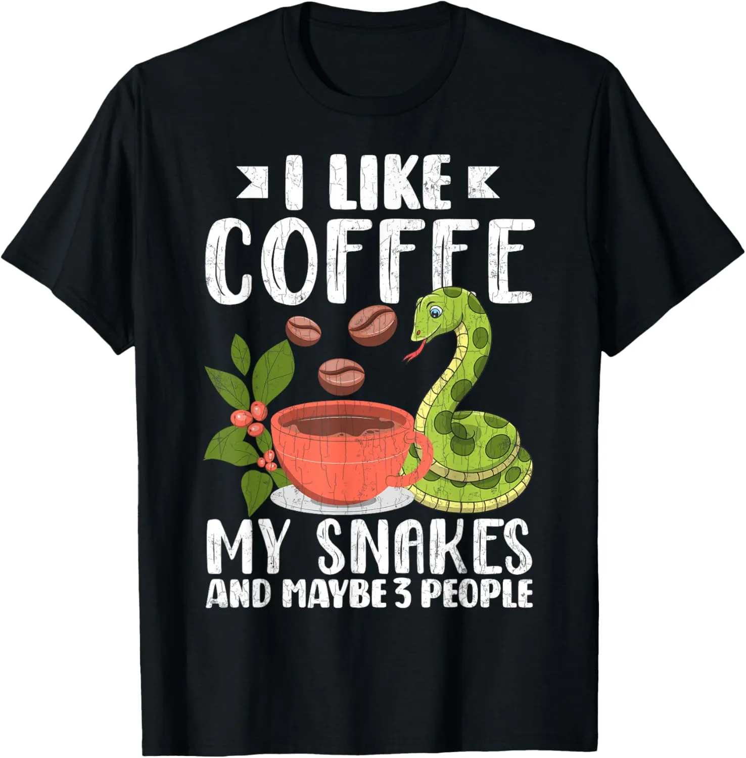 Coffee And Snakes Funny Reptiles Lover Pet Reptile Graphic T-Shirt