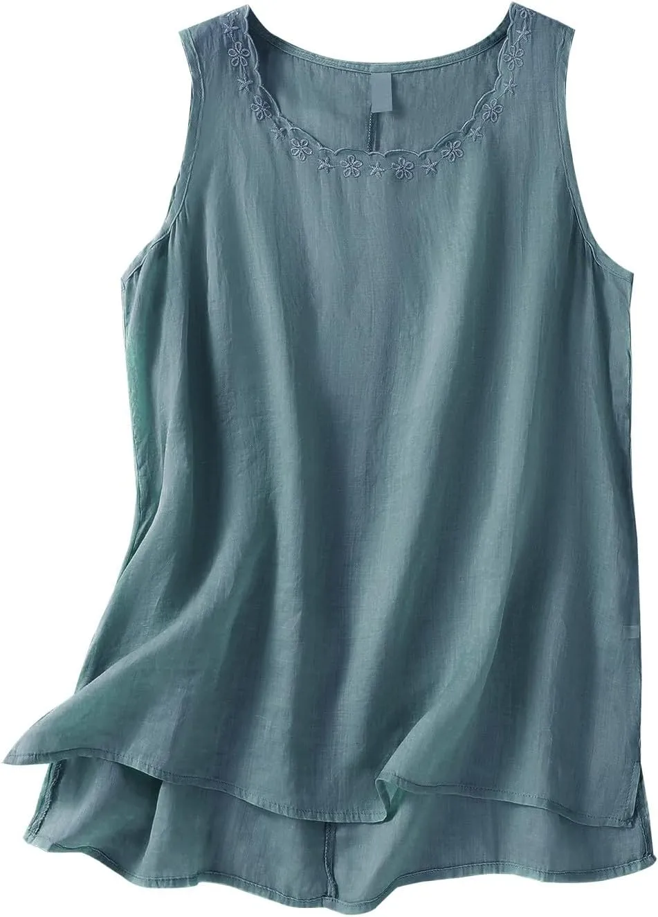 Cotton Linen Tank Tops for Women Loose Fit Sleeveless Button Tee Shirts Summer Casual Flowy Blouses Gauze Tunic Tops