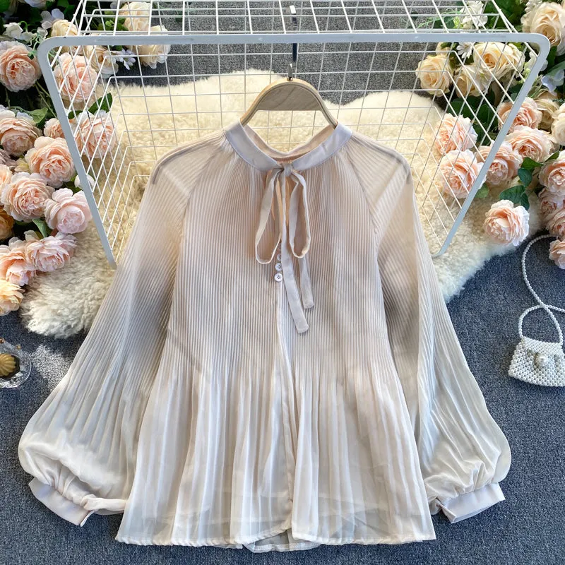Cute chiffon long sleeve tops    S226