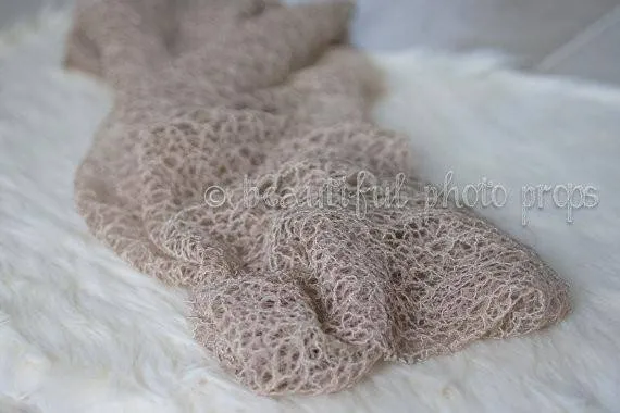 Fabric Fishnet Lace Wrap in Beige