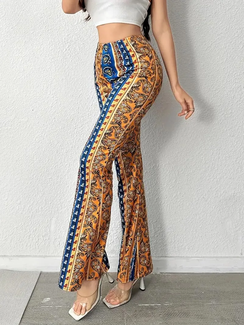 Flare Leggings Yoga Pants Women High Waisted Boho Flare Palazzo Pants Stretch Wide Leg Bell Bottom Yoga Leggings