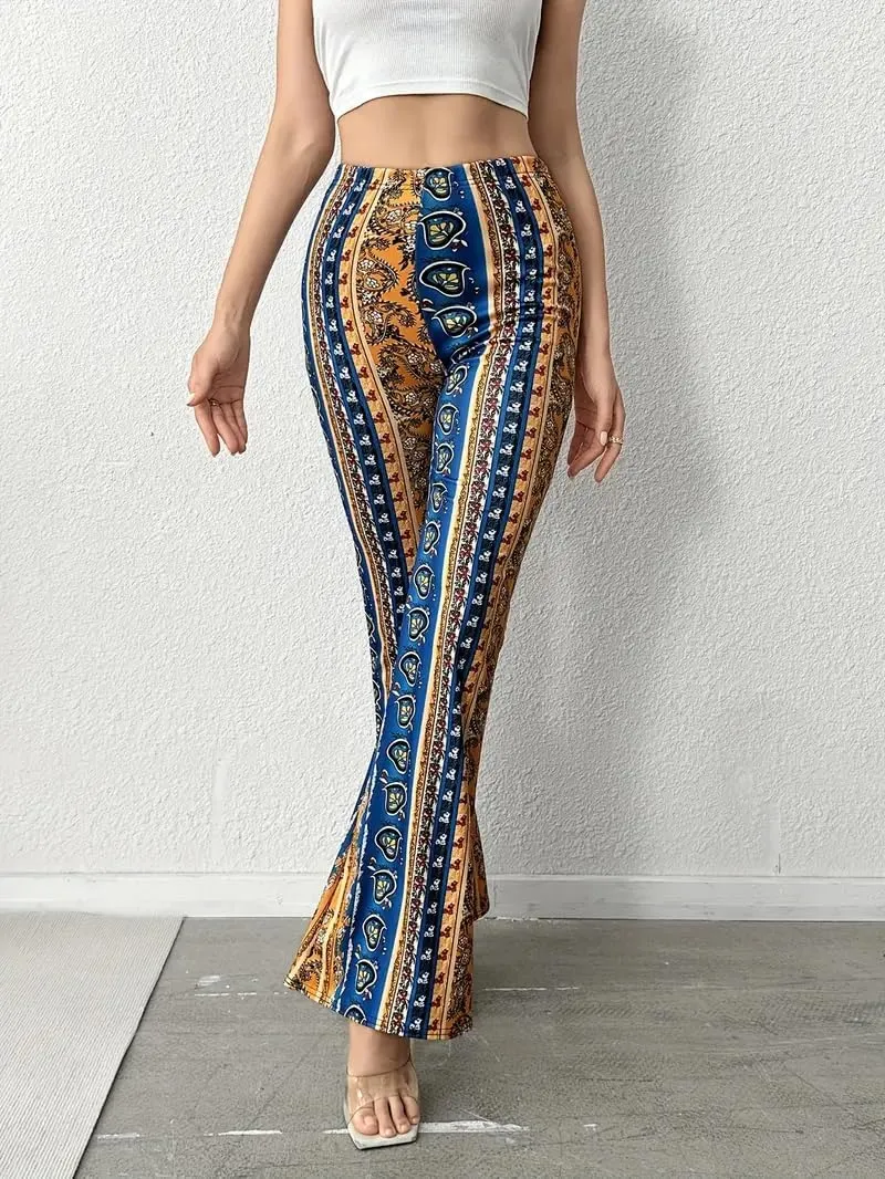 Flare Leggings Yoga Pants Women High Waisted Boho Flare Palazzo Pants Stretch Wide Leg Bell Bottom Yoga Leggings