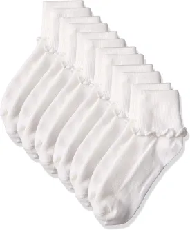 Jefferies Socks Girls' Ripple Edge Turn Cuff Socks 6 Pair Pack