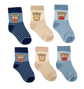 Little Team Cotton Rich Seamless Socks Bear Striped 6Pk (6-12mths)