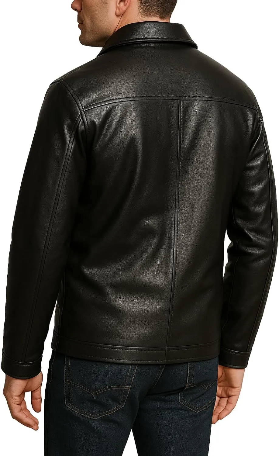 Mens Premium Polo Collar Real Lambskin Leather Jacket Classic Casual Style Everyday Wear Leather Jacket