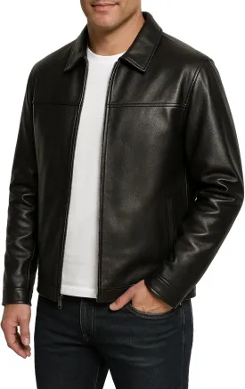 Mens Premium Polo Collar Real Lambskin Leather Jacket Classic Casual Style Everyday Wear Leather Jacket