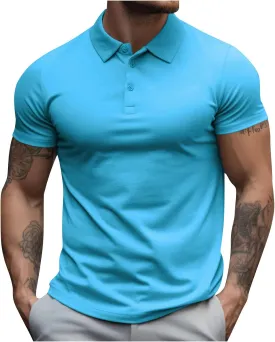Men's Slim fit Breathable Solid Golf Polo with Pocket Summer Plain Short Sleeve Casual Fashion Shirt