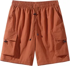 Men's Summer Wide Leg Cargo Shorts Streetwear Fashion Casual Quick-Dry Baggy Hip Hop Short Pants with Multi-Pockets