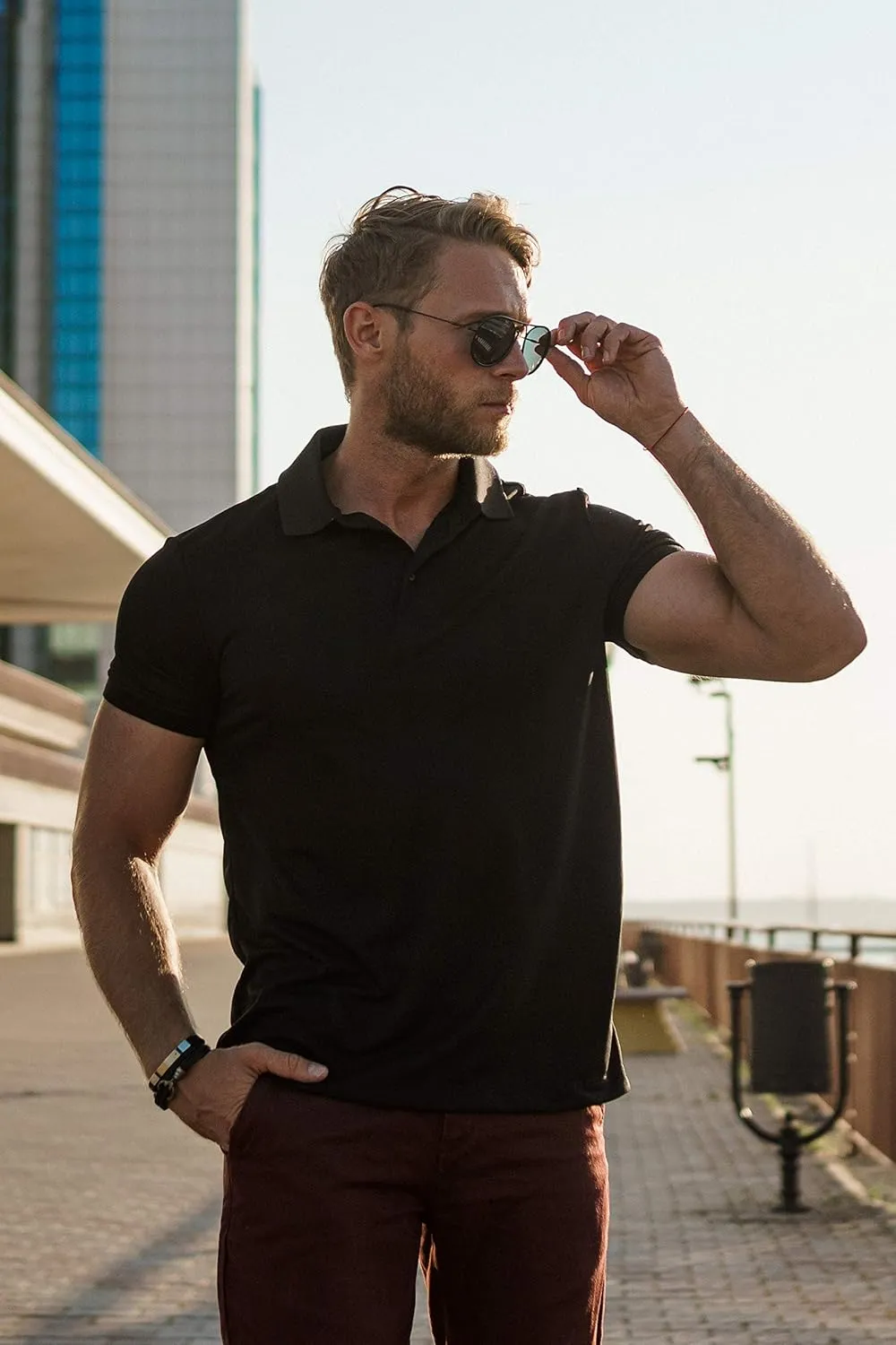 Merino.tech Organic Cotton Mens Polo - Slim Fit, Sustainably Made for Everyday Comfort