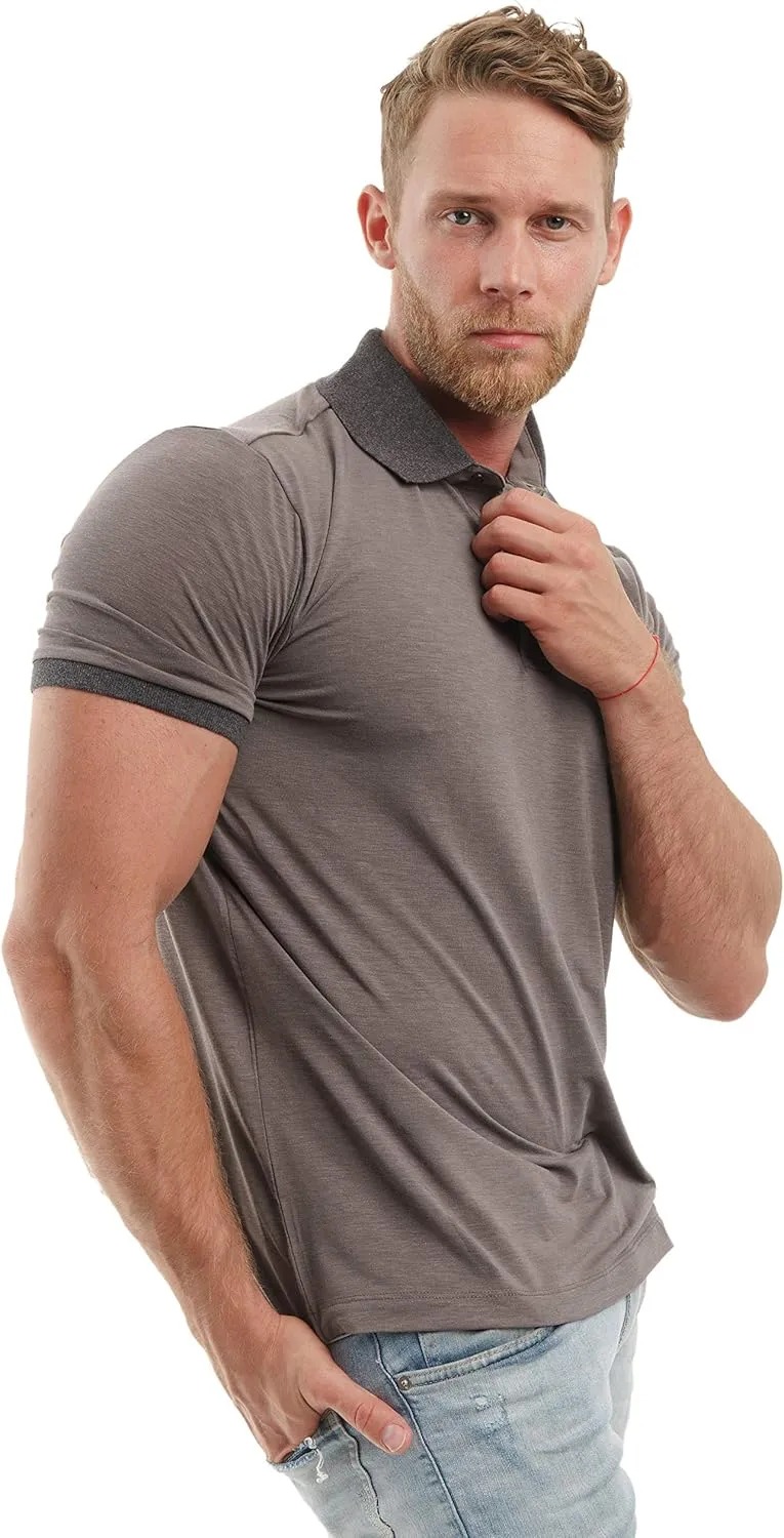 Merino.tech Organic Cotton Mens Polo - Slim Fit, Sustainably Made for Everyday Comfort