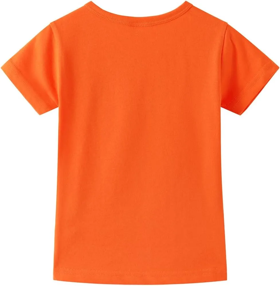 Noomelfish Girls Short Sleeve Heart Pocket T-Shirts Casual Cotton Tee Tops Blouse (5-12 Years)