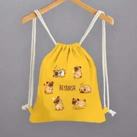 Personalised Drawstring Bags - Pug