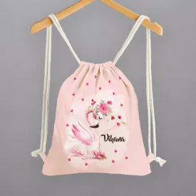 Personalised Drawstring Bags - Swan