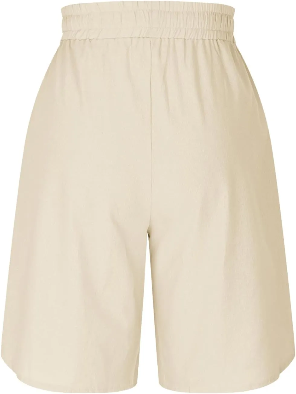Shorts for Men Elastic Waist Side Buttons and Split Bermuda Shorts Summer Casual Faux Cotton Linen 5 Inch Pants with Pockets