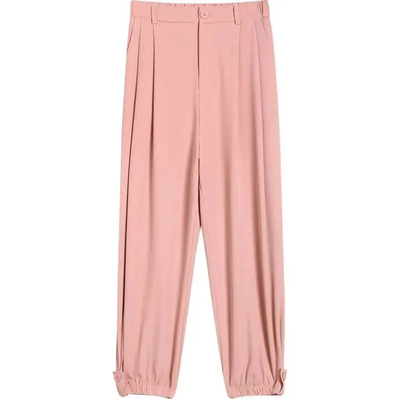 Silky Lantern Tapered High-Waisted Cropped Slimming Thin Pants