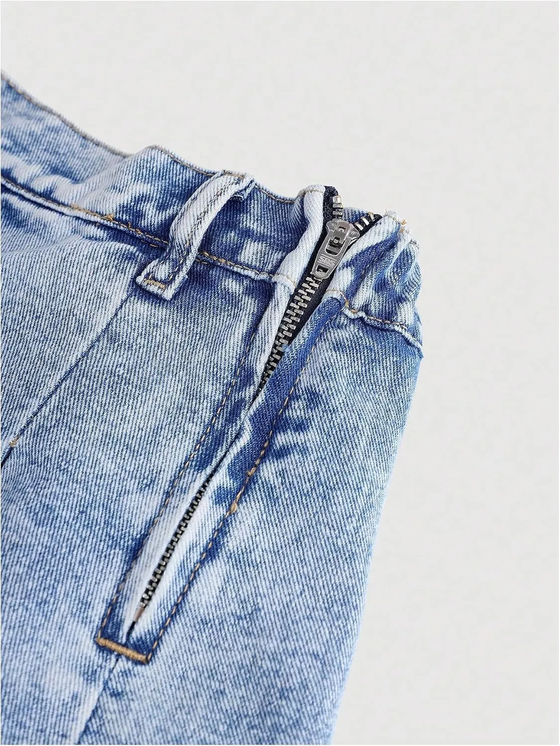 SweatyRocks Girl's Raw Hem High Waist Denim Skirt A Line Pleated Mini Jean Skirts