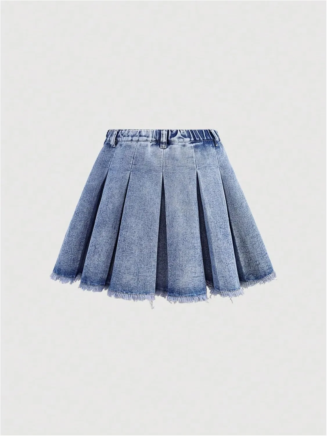 SweatyRocks Girl's Raw Hem High Waist Denim Skirt A Line Pleated Mini Jean Skirts