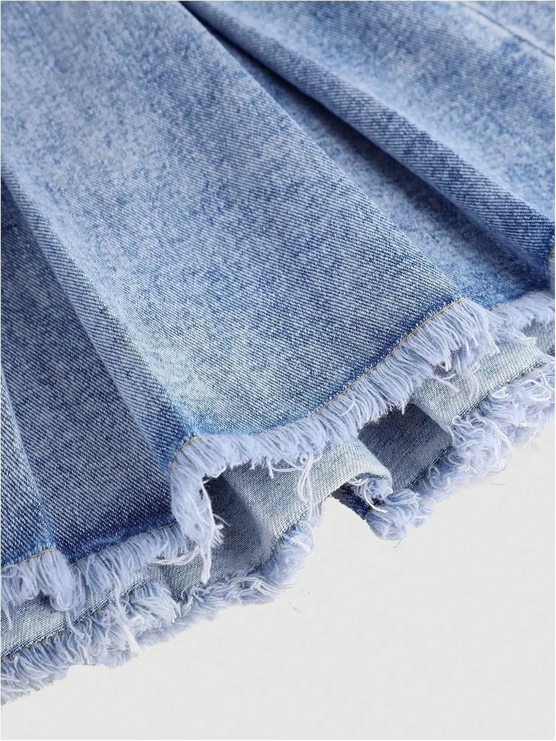 SweatyRocks Girl's Raw Hem High Waist Denim Skirt A Line Pleated Mini Jean Skirts