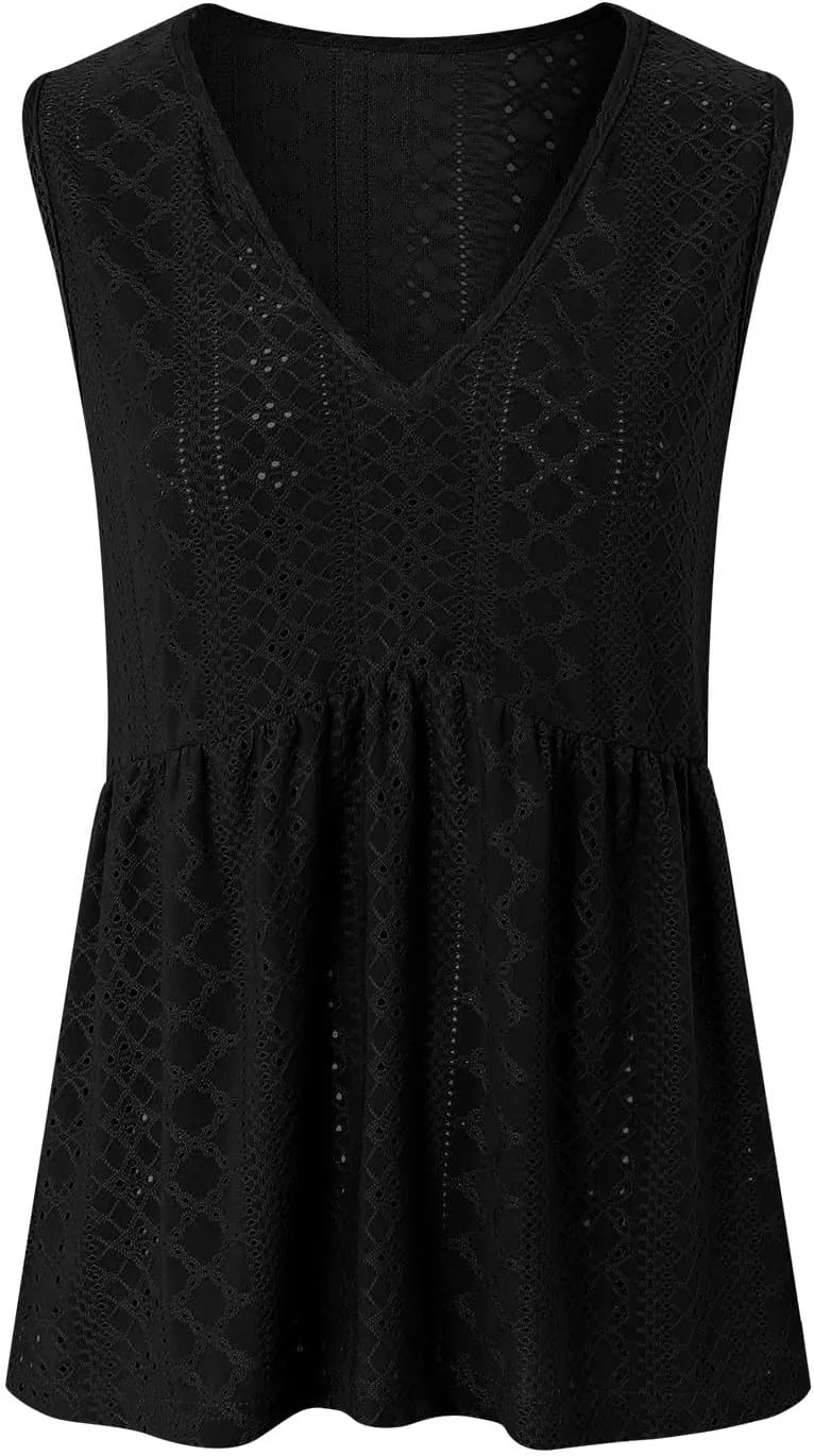 Tank Top for Women 2025 Flowy Peplum Tops for Women Dressy Sleeveless V Neck Babydoll Tank Tops Women