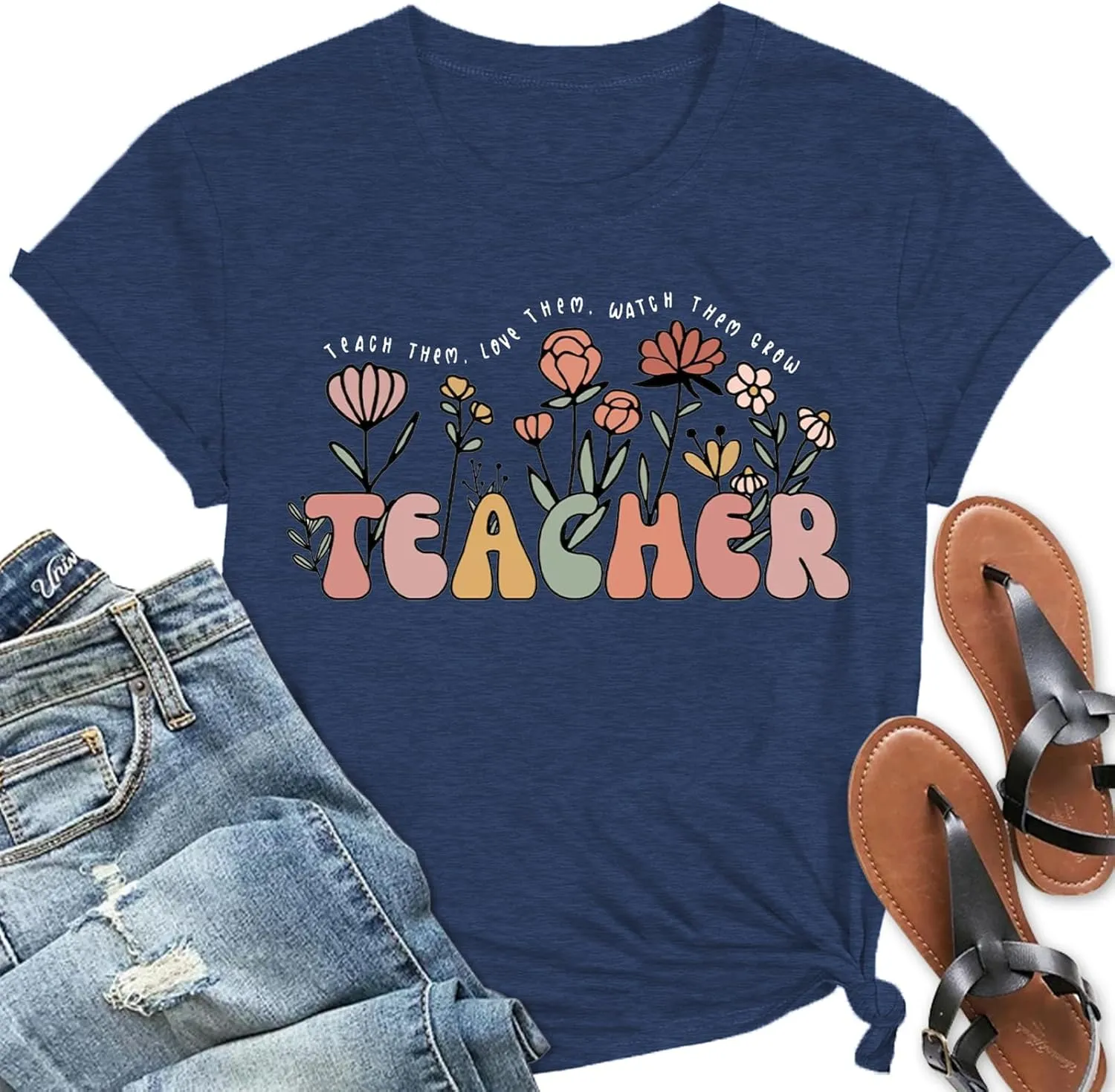 Teacher Shirts for Women Teacher Appreciation Tshirts Flower Graphic Tees for Women