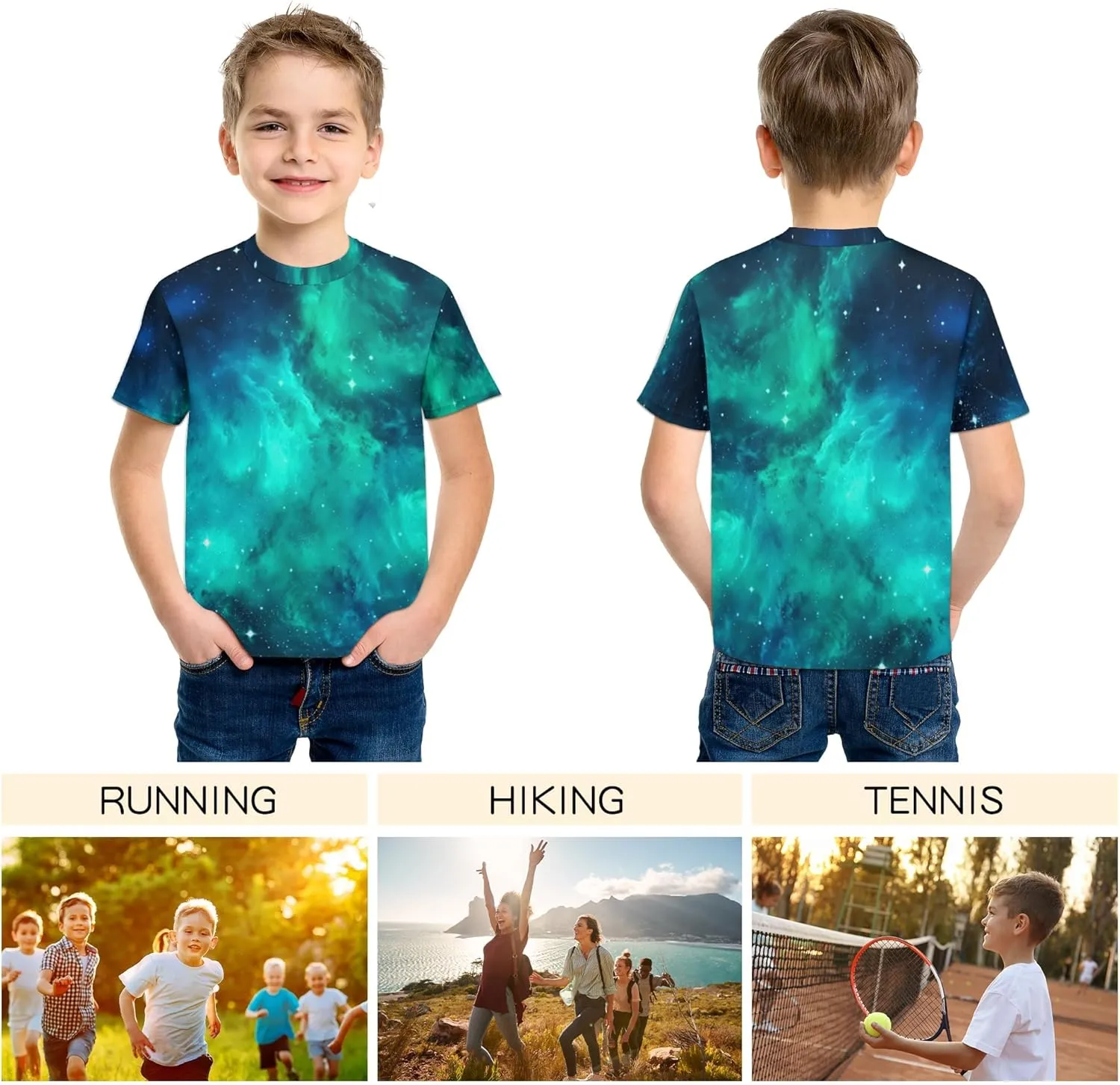 Tiannee Boys Girls 3D Graphic T Shirt, Novelty Kid's Shirts, Casual Crewneck Short Sleeve Tops Tees 6-16 Years