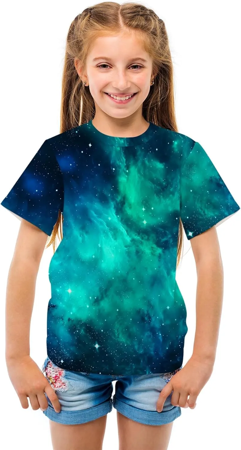 Tiannee Boys Girls 3D Graphic T Shirt, Novelty Kid's Shirts, Casual Crewneck Short Sleeve Tops Tees 6-16 Years