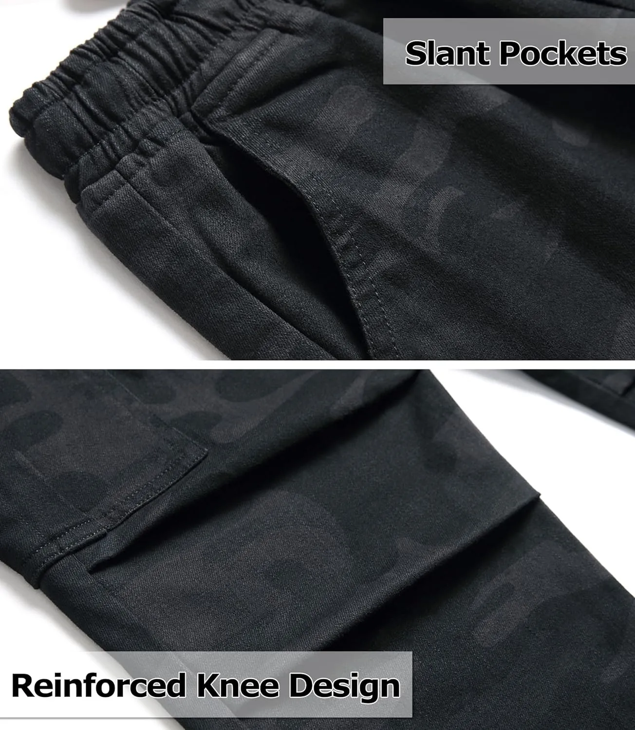 TLAENSON Boys Joggers Cargo Pants for Kids Drawstring Elastic Waist Cotton Twill Jogging School Pant