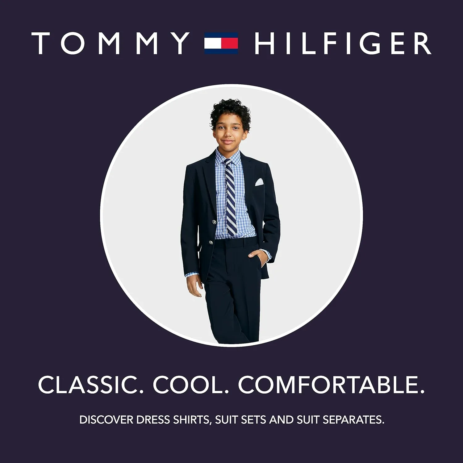 Tommy Hilfiger Boy's Long Sleeve Dress Shirt, Collared Button-down With Cuff Sleeves, Gingham