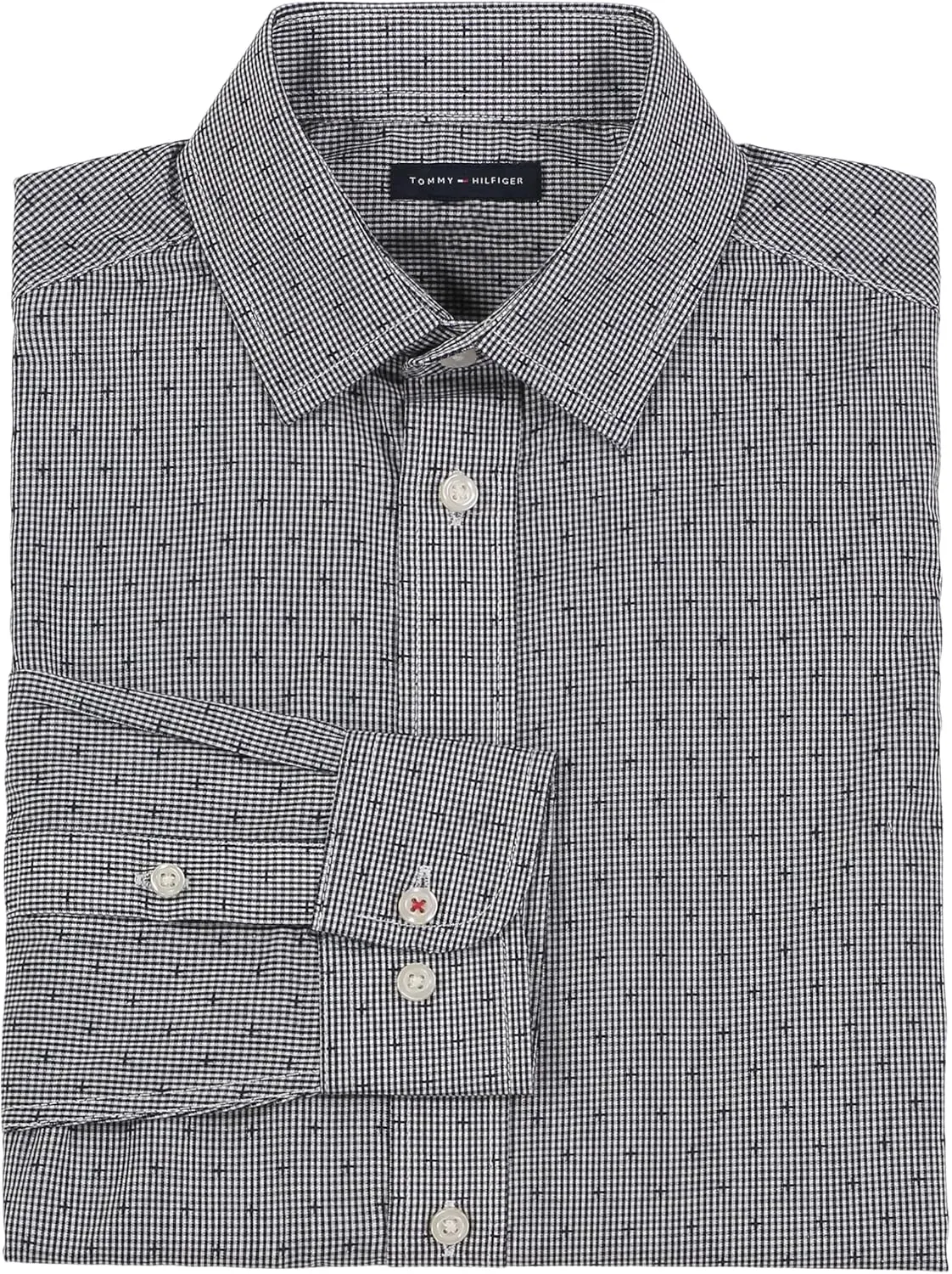 Tommy Hilfiger Boy's Long Sleeve Dress Shirt, Collared Button-down With Cuff Sleeves, Gingham