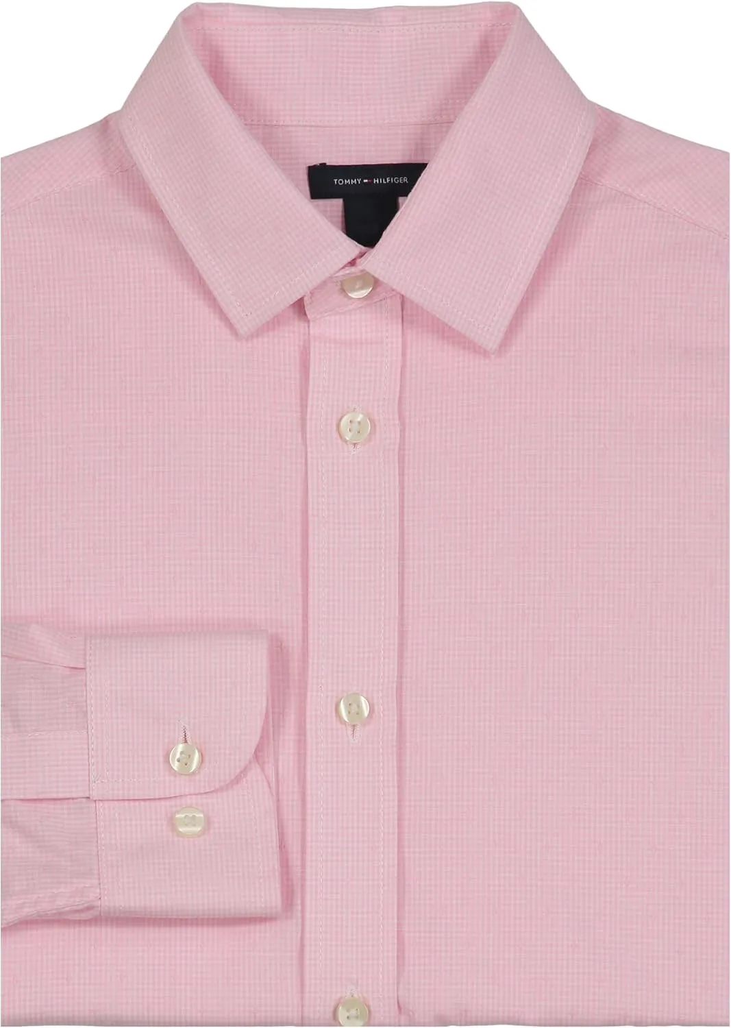 Tommy Hilfiger Boy's Long Sleeve Dress Shirt, Collared Button-down With Cuff Sleeves, Gingham