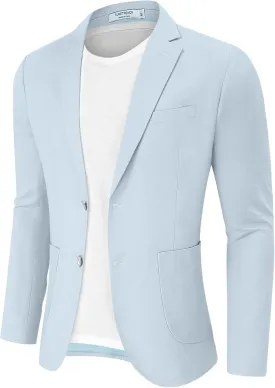 TURETRENDY Men's Casual Blazer Linen Sport Coat Two Button Lightweight Jackets Business Daily Suit