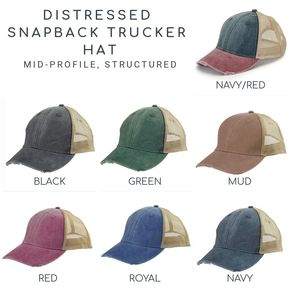 Vermont Hat - Distressed Snapback Trucker Hat - Vermont State Outline - Many Colors Available