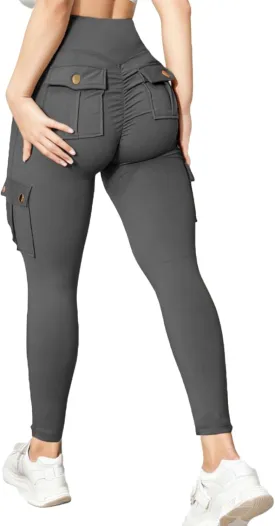 Wavar Scrunch Butt Lifting Leggings with Pockets Cargo Leggings for Women Workout Cargo Pants Tummy Control Yoga Pants