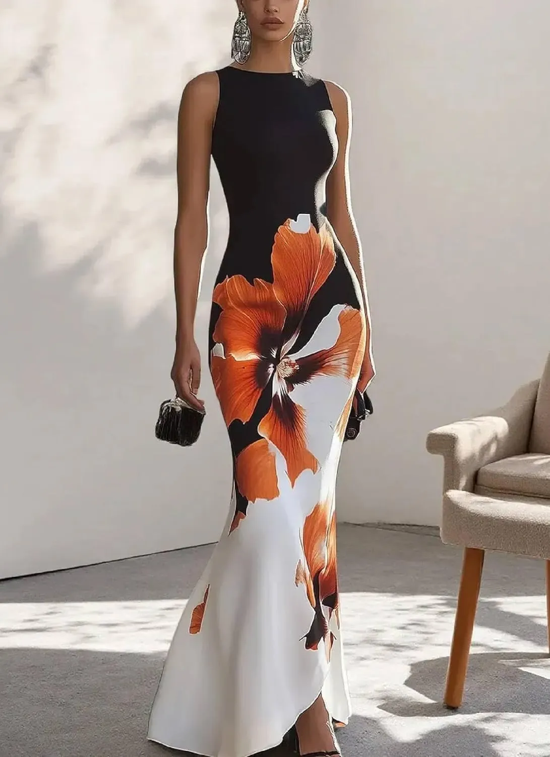 Women's Boho Floral Print Wrap Dress 2025 Summer Elegant V Neck A-Line Semi Formal Cocktail Party Maxi Dresses