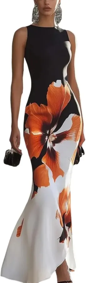 Women's Boho Floral Print Wrap Dress 2025 Summer Elegant V Neck A-Line Semi Formal Cocktail Party Maxi Dresses